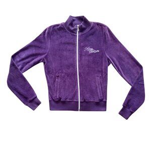Apple Bottoms Purple Velour Zip Up Jacket Long Sleeve Size M